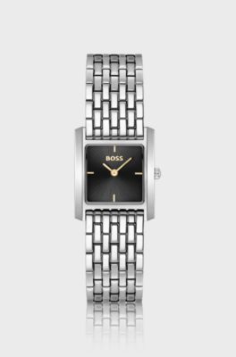 Silver-tone watch with square case, Silver tone
