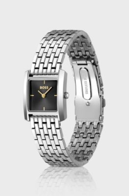 Silver-tone watch with square case, Silver tone