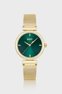 Rosehill montre dor&eacute;e &agrave; cadran vert, Couleur dor&eacute;e