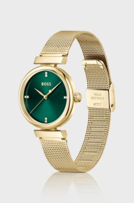 Rosehill montre dor&eacute;e &agrave; cadran vert, Couleur dor&eacute;e