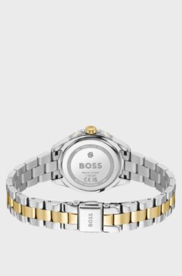 Two-tone watch with epoxy-filled bezel, Silver tone