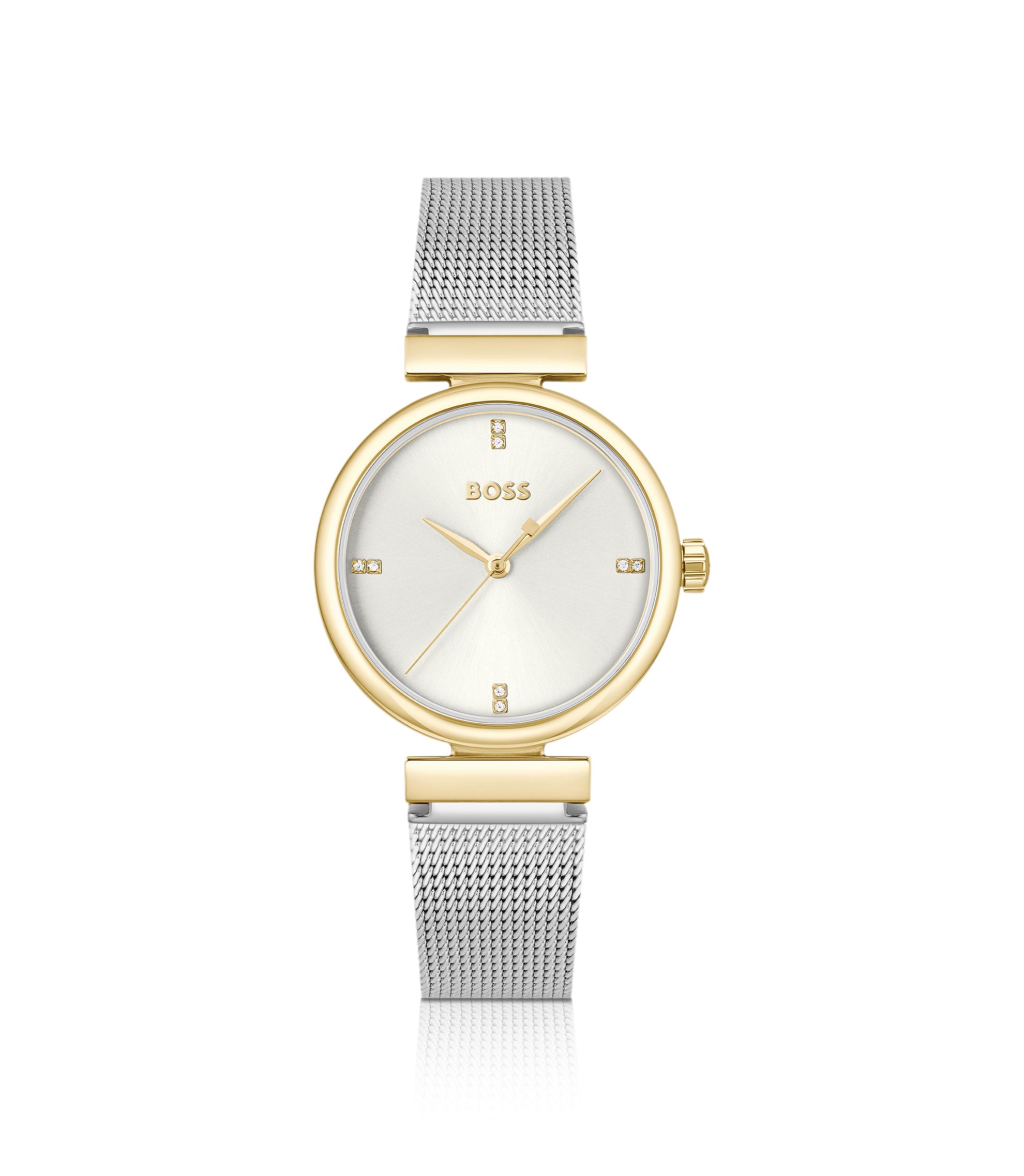 Rosehill goldfarbene Uhr mit silberfarbenem Mesh-Armband