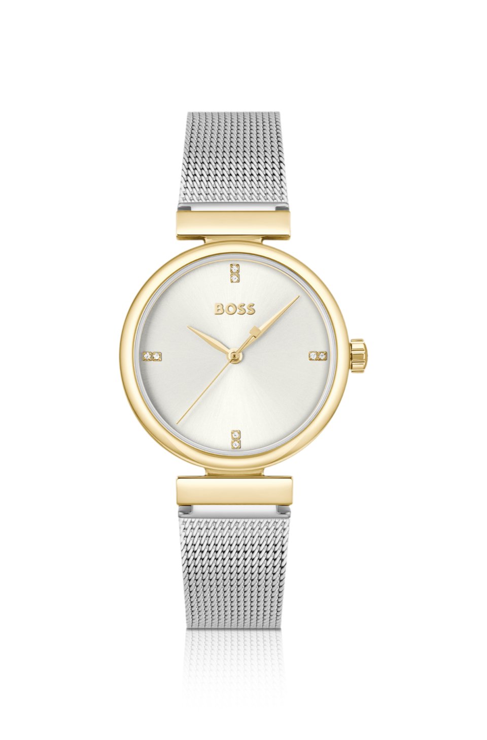 Rosehill gold-tone watch with silver-tone mesh bracelet