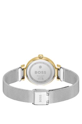 Rosehill goldfarbene Uhr mit silberfarbenem Mesh-Armband, Silberfarben