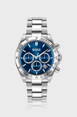 Hero 2.0 chronograph watch with two-layer blue dial, Silver tone