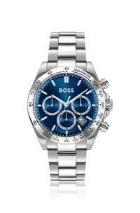 Hero 2.0 chronograph watch with two-layer blue dial, Silver tone