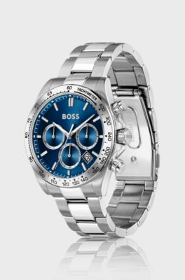 Hero 2.0 chronograph watch with two-layer blue dial, Silver tone