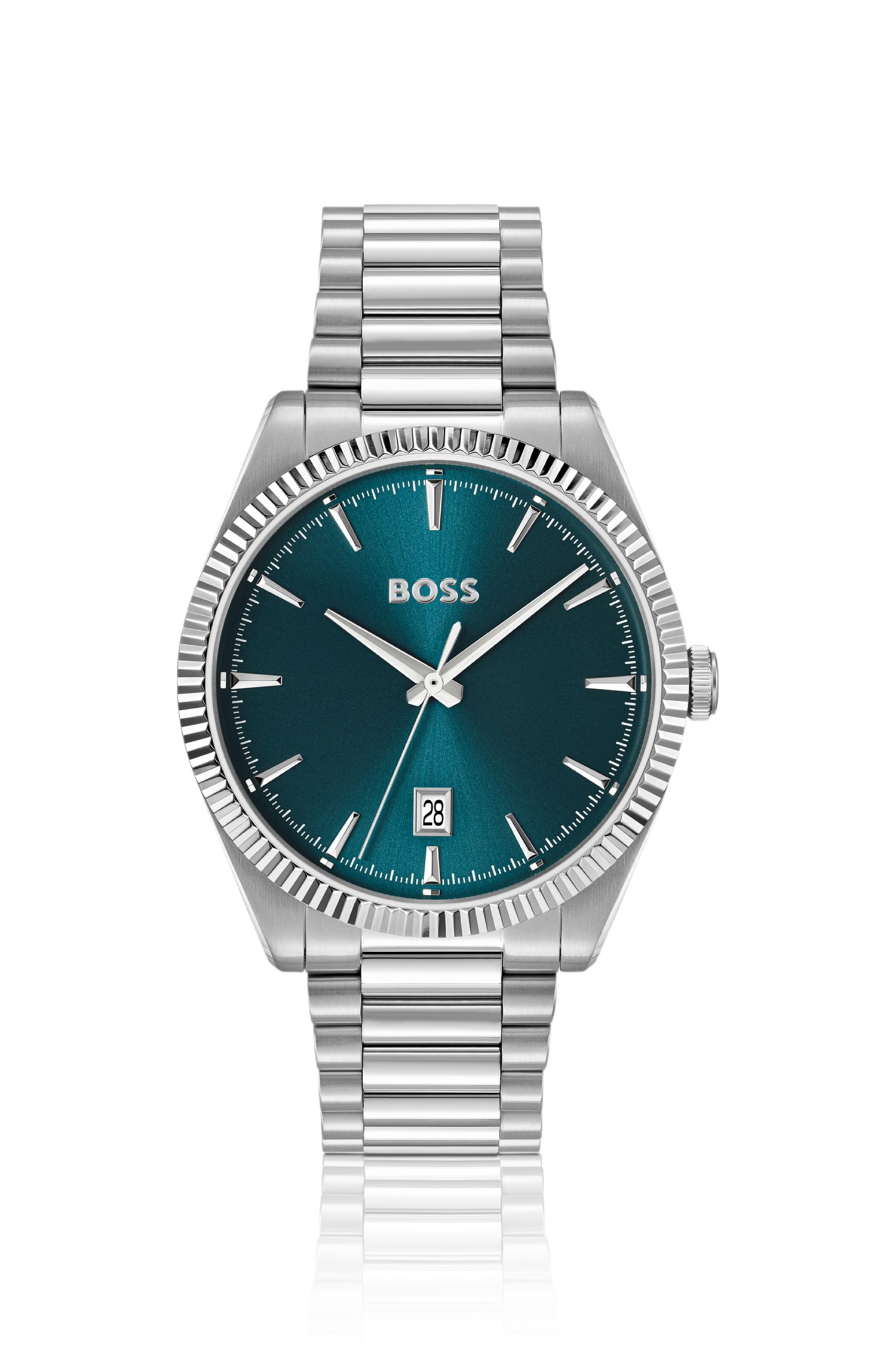 Boss Cheswick blue-dial watch with fluted bezel klockor herr
