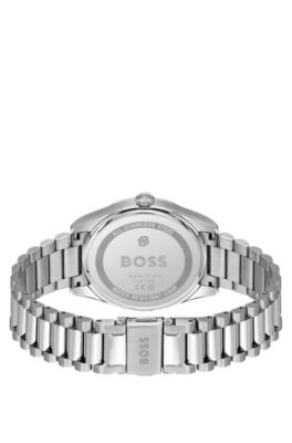 BOSS - Cheswick blue-dial watch with fluted bezel - Silver tone