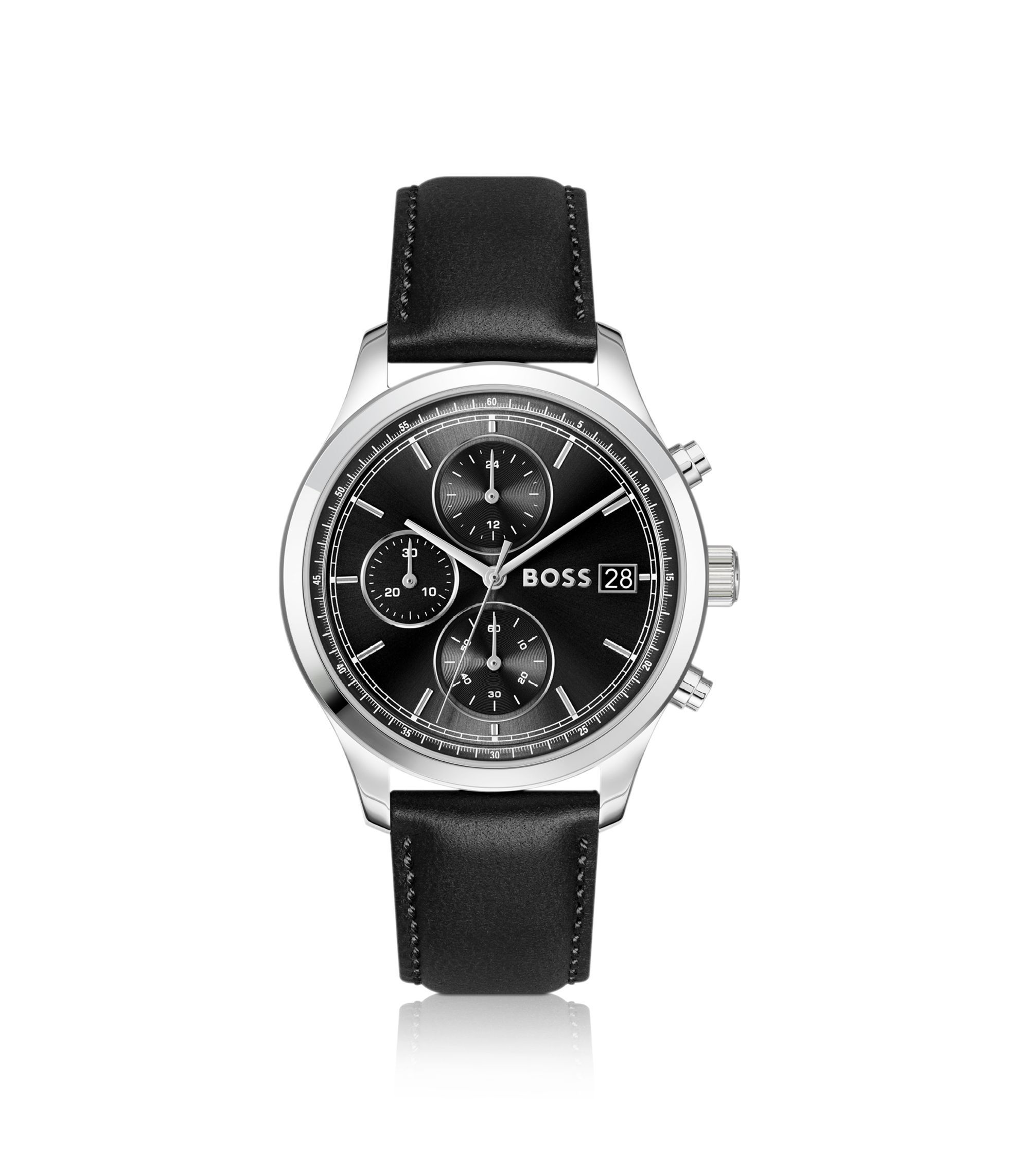 Stratus Chronograph mit schwarzem Lederarmband