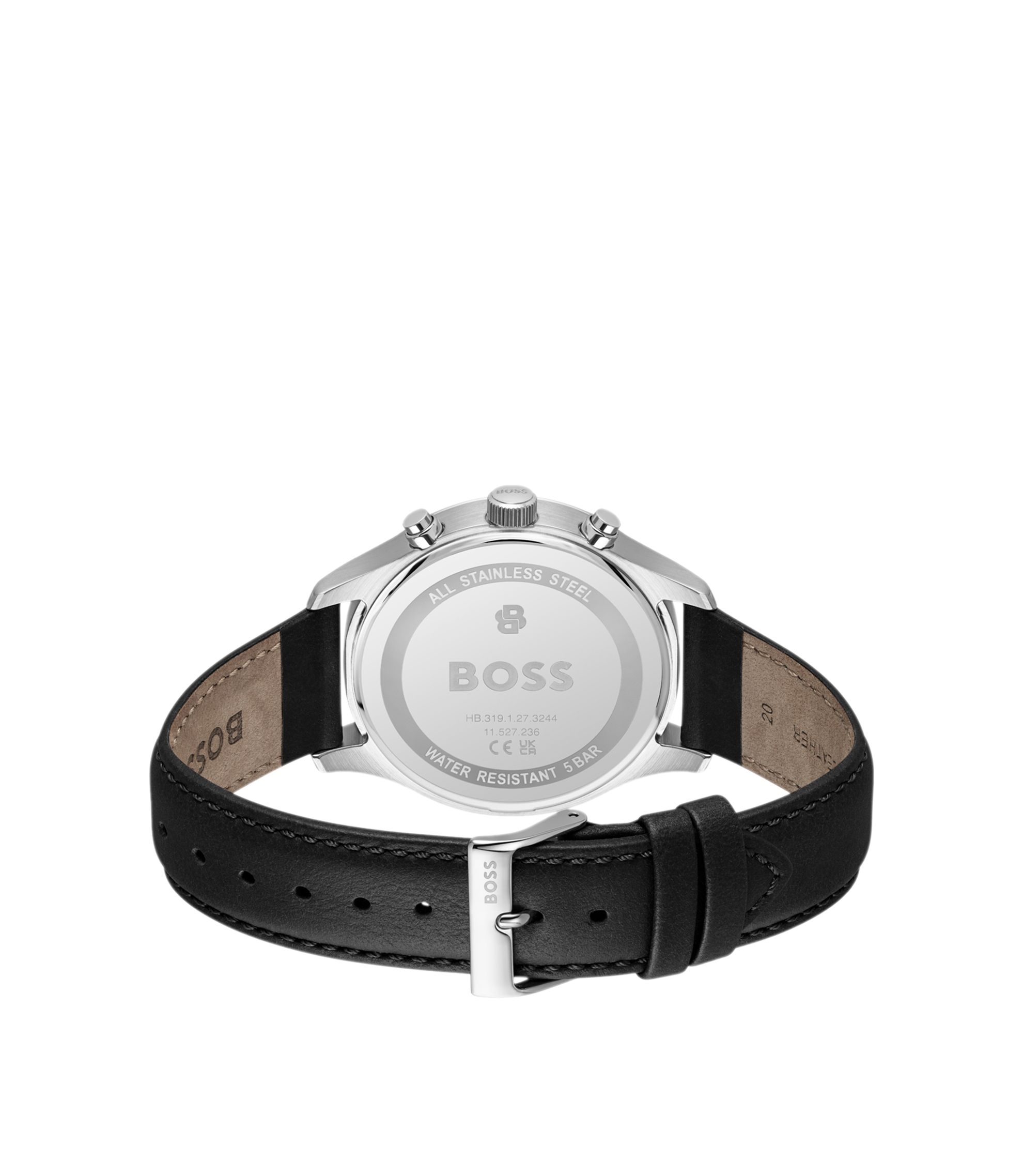 BOSS - Stratus クロノグラフウォッチ ブラック レザーストラップ
