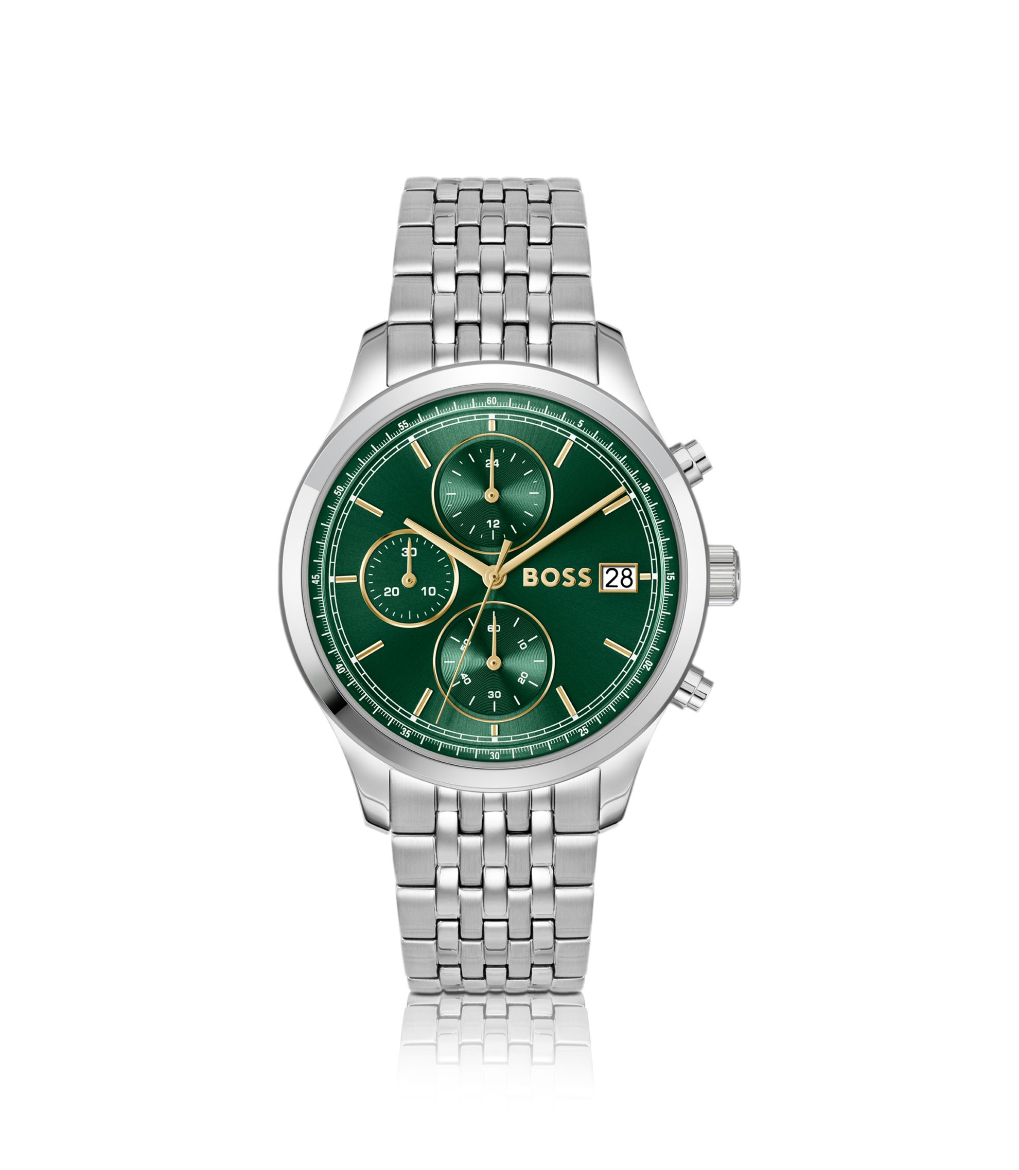 Stratus Chronograph mit grünem Zifferblatt und Gliederarmband