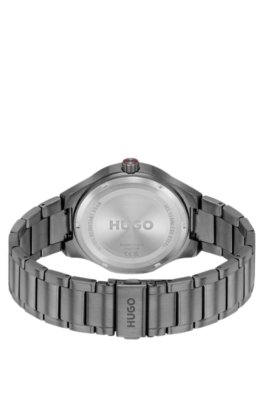 Hugo Lit grey-plated watch with blue dial analoga klockor herr – bild 2