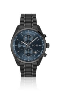 Grand Prix 44 chronograph watch with blue dial, Black
