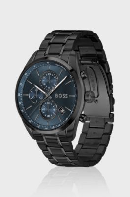 Grand Prix 44 chronograph watch with blue dial, Black