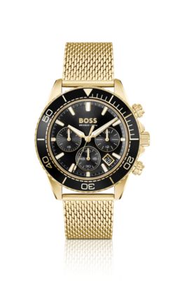 Sealiner gold-tone chronograph watch with black dial, Gold tone