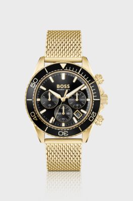 Sealiner gold-tone chronograph watch with black dial, Gold tone