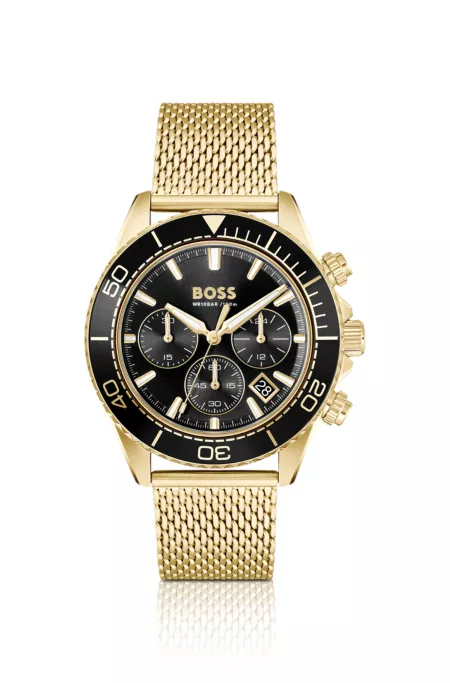 Sealiner gold-tone chronograph watch with black dial