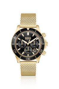 Sealiner gold-tone chronograph watch with black dial, Gold tone