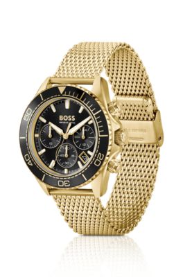 Sealiner gold-tone chronograph watch with black dial, Gold tone