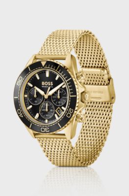 Sealiner gold-tone chronograph watch with black dial, Gold tone