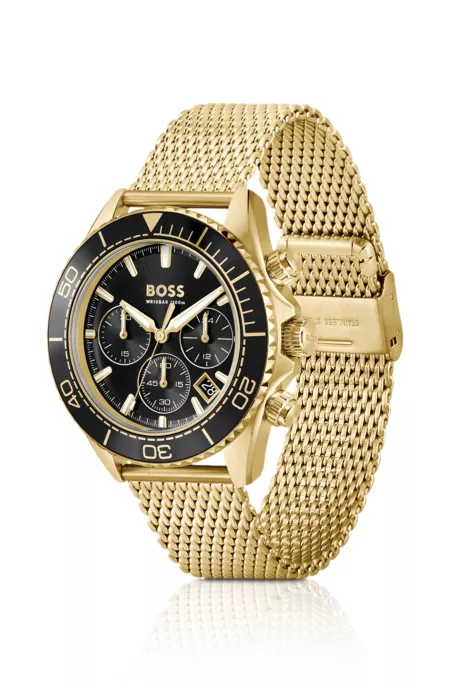 Sealiner gold-tone chronograph watch with black dial
