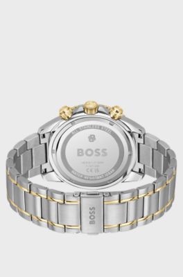 Sealiner two-tone chronograph watch with green dial, Silver tone