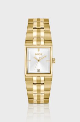 Strivo gold-tone watch with stripe detail, Gold tone