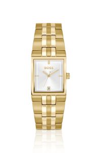 Strivo gold-tone watch with stripe detail, Gold tone