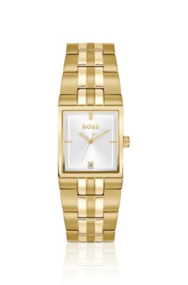 Strivo gold-tone watch with stripe detail