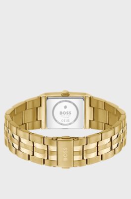 Strivo gold-tone watch with stripe detail, Gold tone
