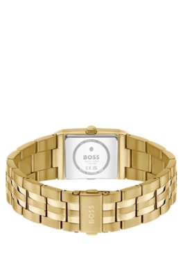 Boss Strivo gold-tone watch with stripe detail analoga klockor herr – bild 2