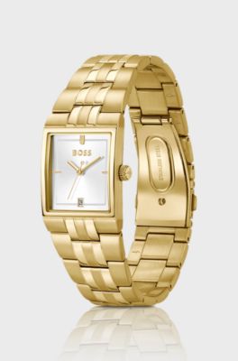 Strivo gold-tone watch with stripe detail, Gold tone