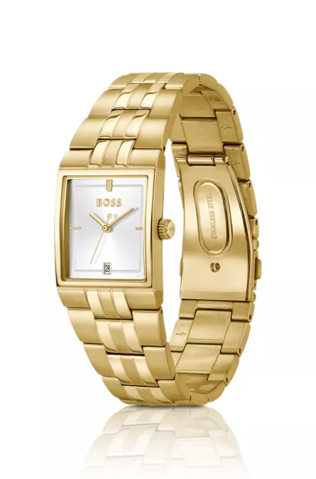 Strivo gold-tone watch with stripe detail