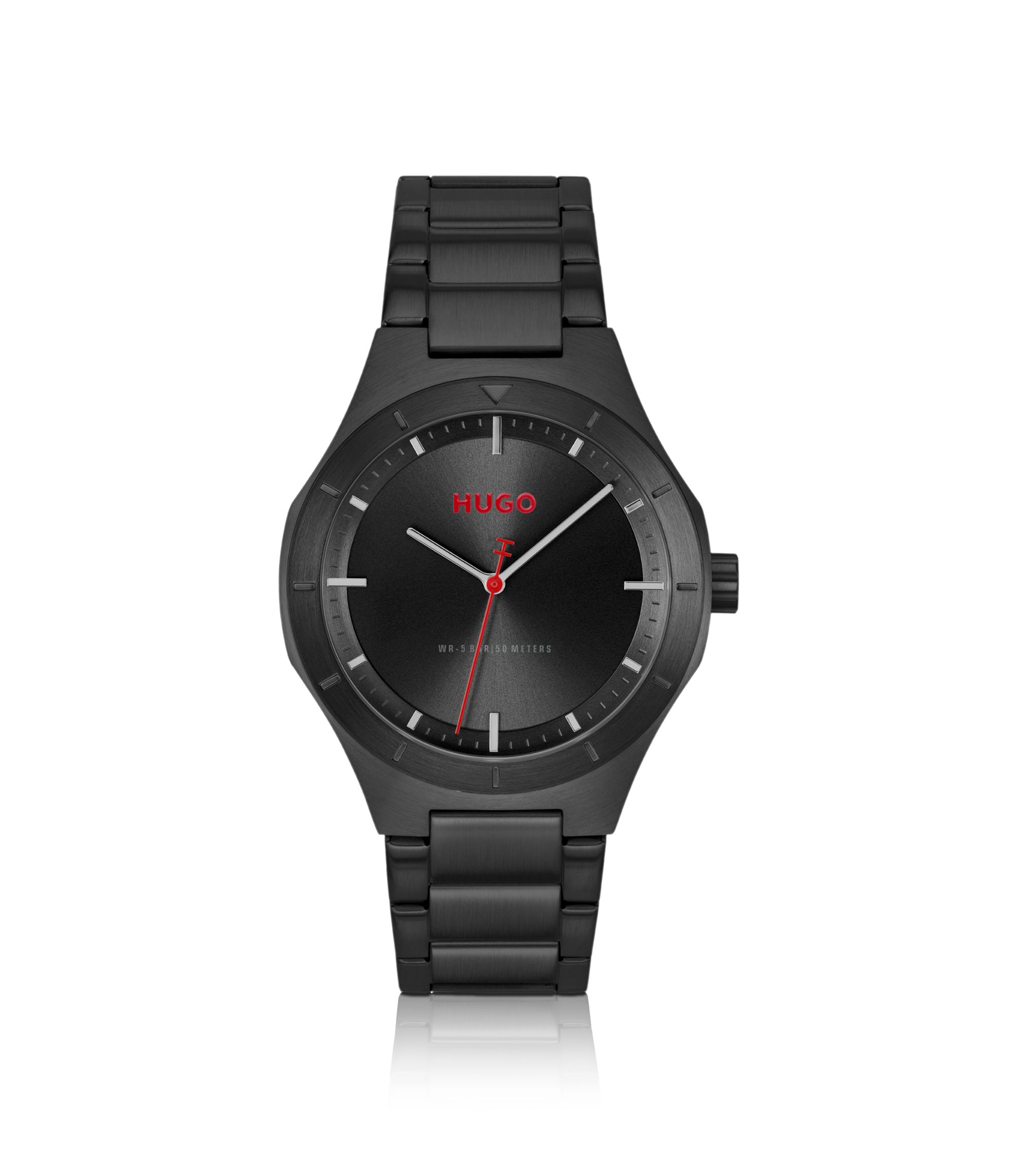 Lit schwarz beschichtete Uhr mit tonalem Zifferblatt