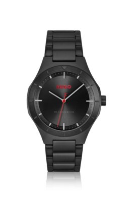 Lit black-plated watch with tonal dial