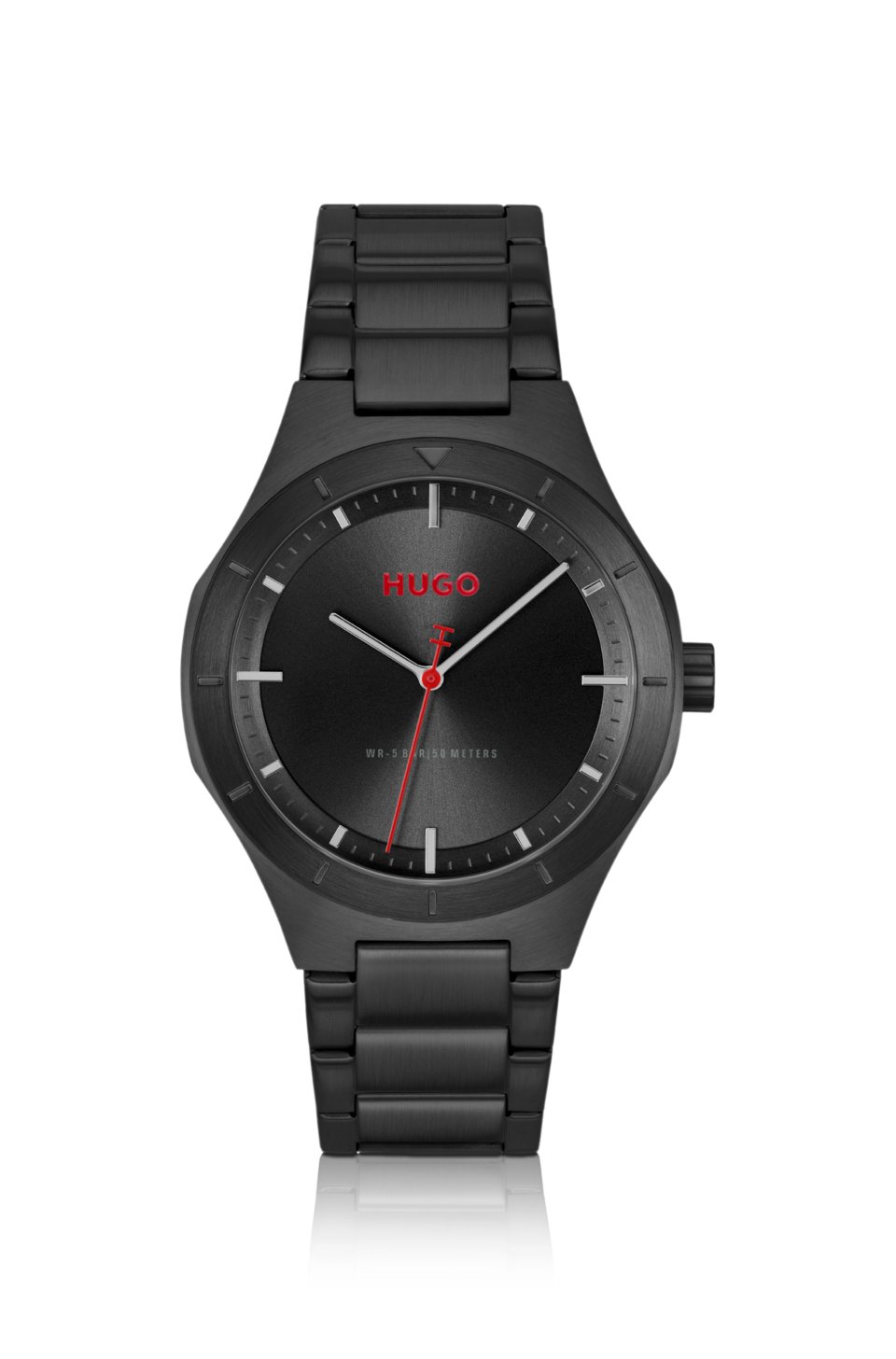 Lit black-plated watch with tonal dial