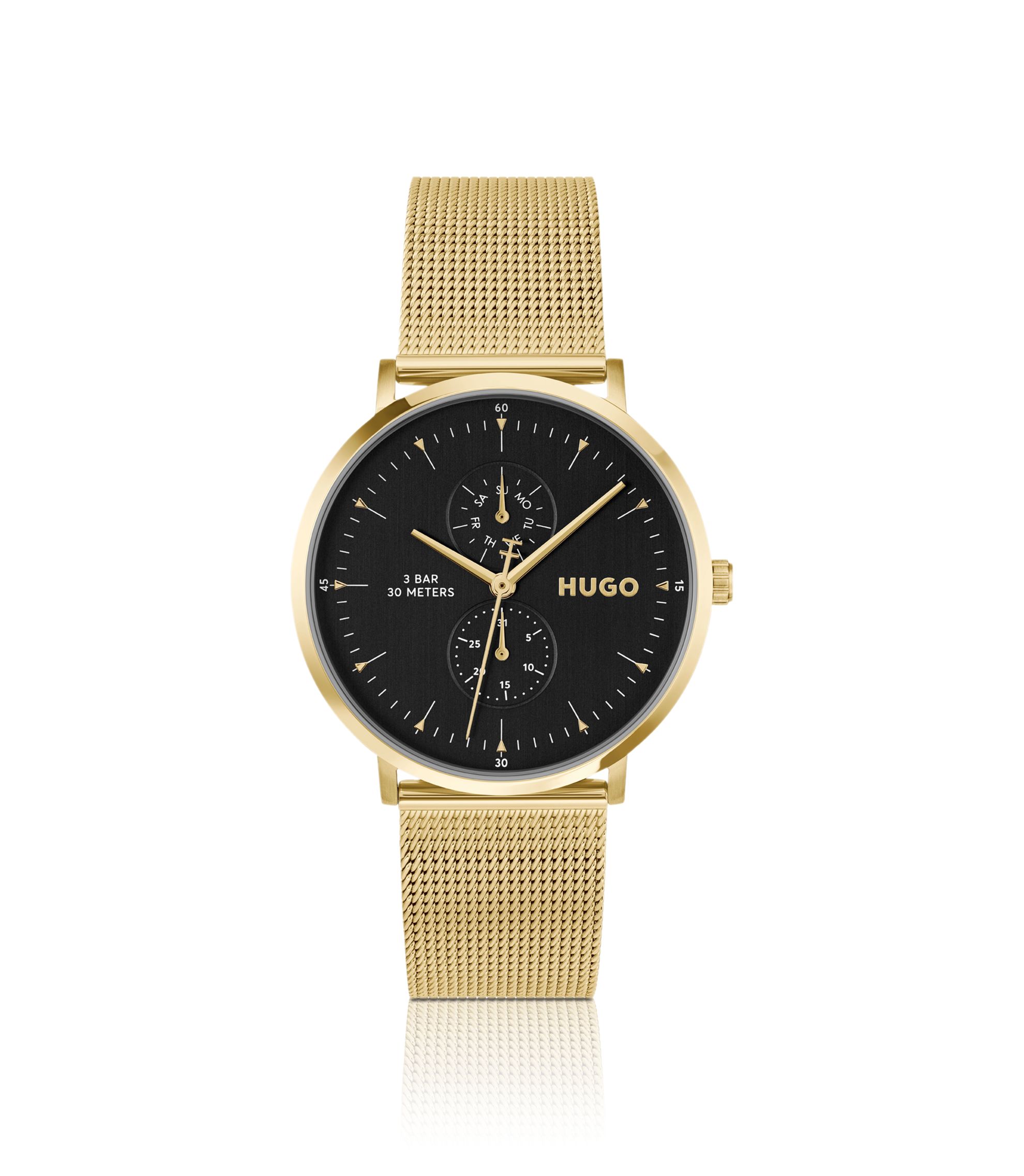 Style goldfarbene Uhr mit schwarzem Zifferblatt