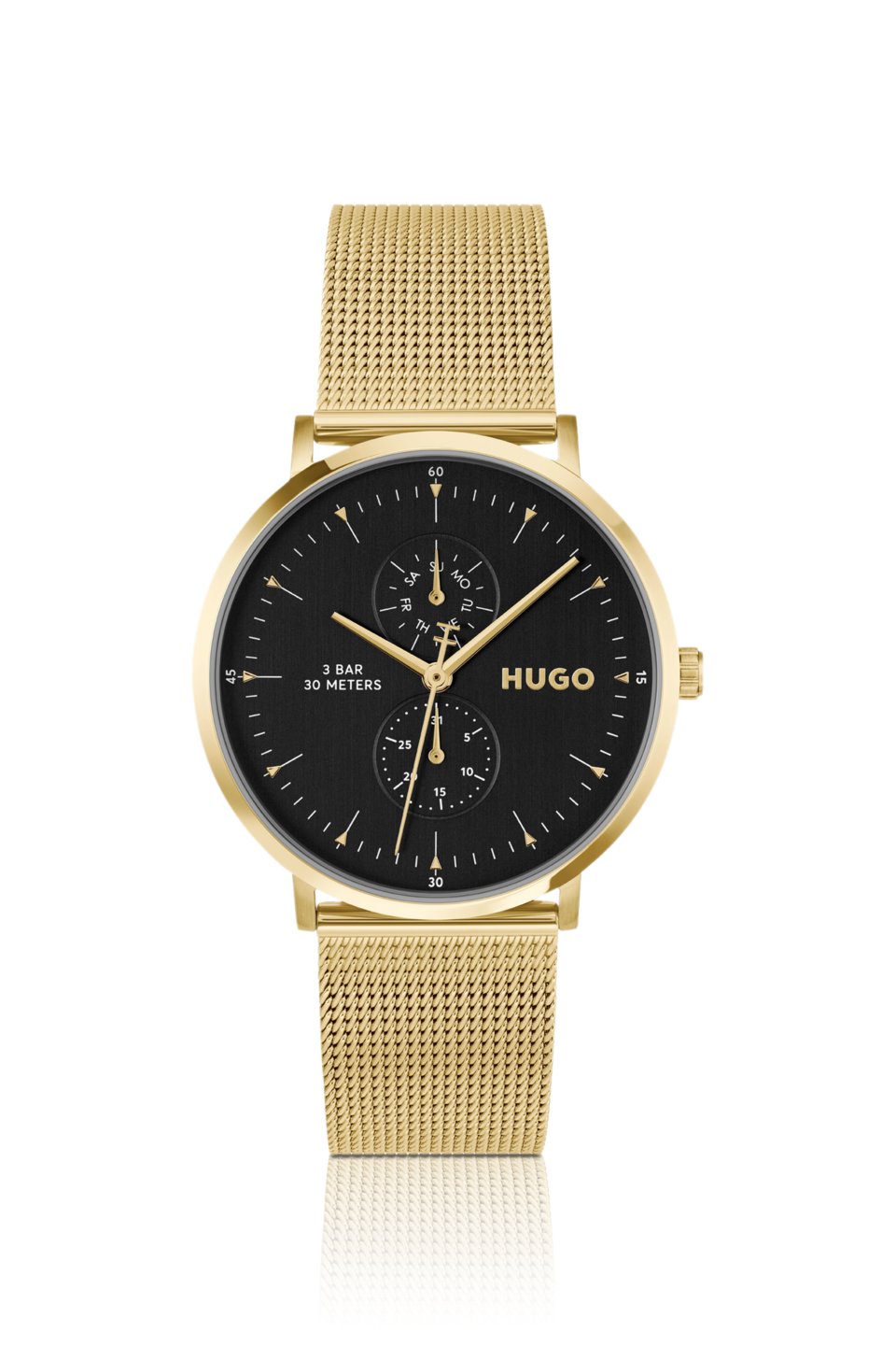 Style gold-tone watch with black dial