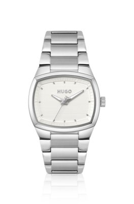 Telly stainless-steel watch with retro-inspired case