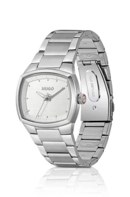 Telly stainless-steel watch with retro-inspired case