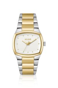 Telly two-tone watch with retro-inspired case, Silver tone