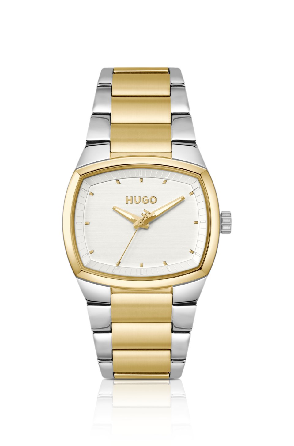 Telly two-tone watch with retro-inspired case
