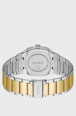 Telly two-tone watch with retro-inspired case, Silver tone