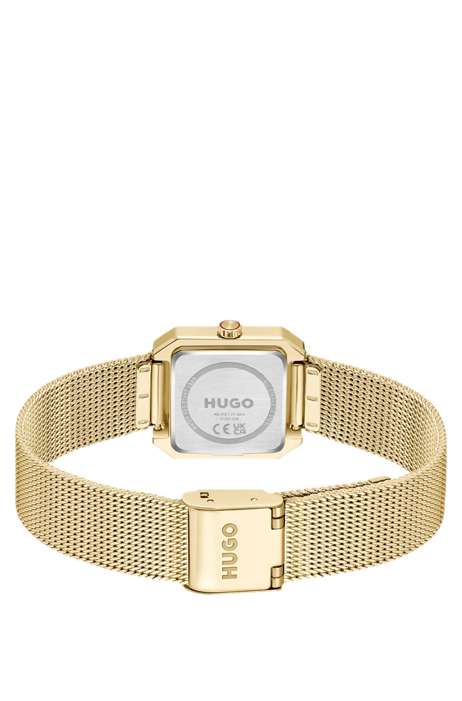 Hugo Hazel gold-tone square watch with mesh bracelet klockor dam – bild 2