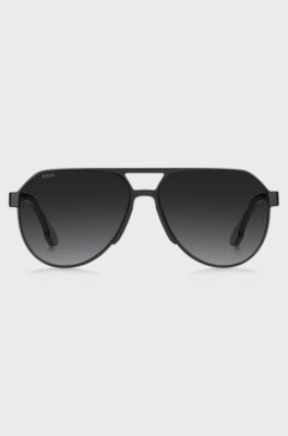 Performance sunglasses in matte-black stainless steel, Black