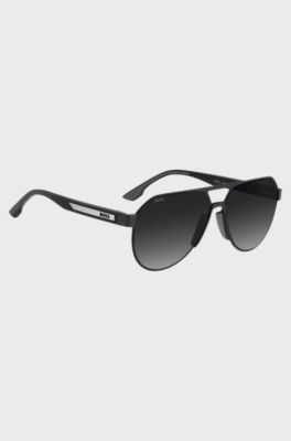 Performance sunglasses in matte-black stainless steel, Black