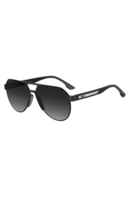 Performance sunglasses in matte-black stainless steel, Black