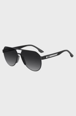 Performance sunglasses in matte-black stainless steel, Black