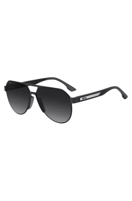 Lunettes de soleil à double pont en acier inoxydable noir mat